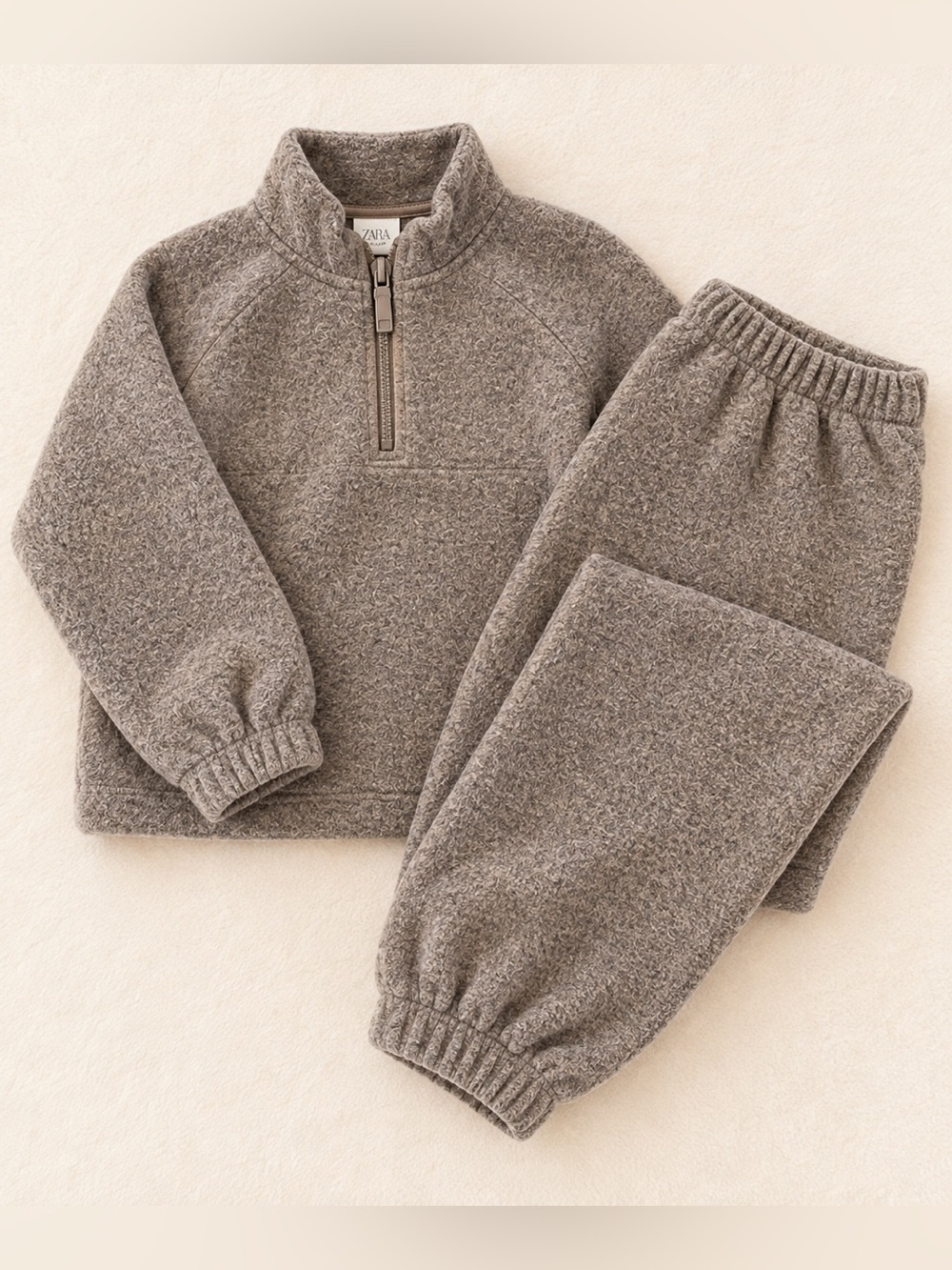 Zara Kids Gray Quarter-Zip Lounge Set